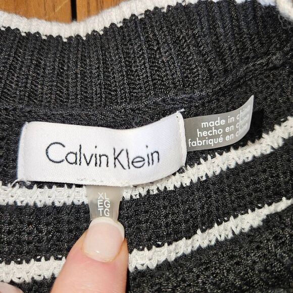Calvin Klein Sleeveless Black White Nautical Stripe Sweater Womens XL Knitwear - Picture 6 of 8